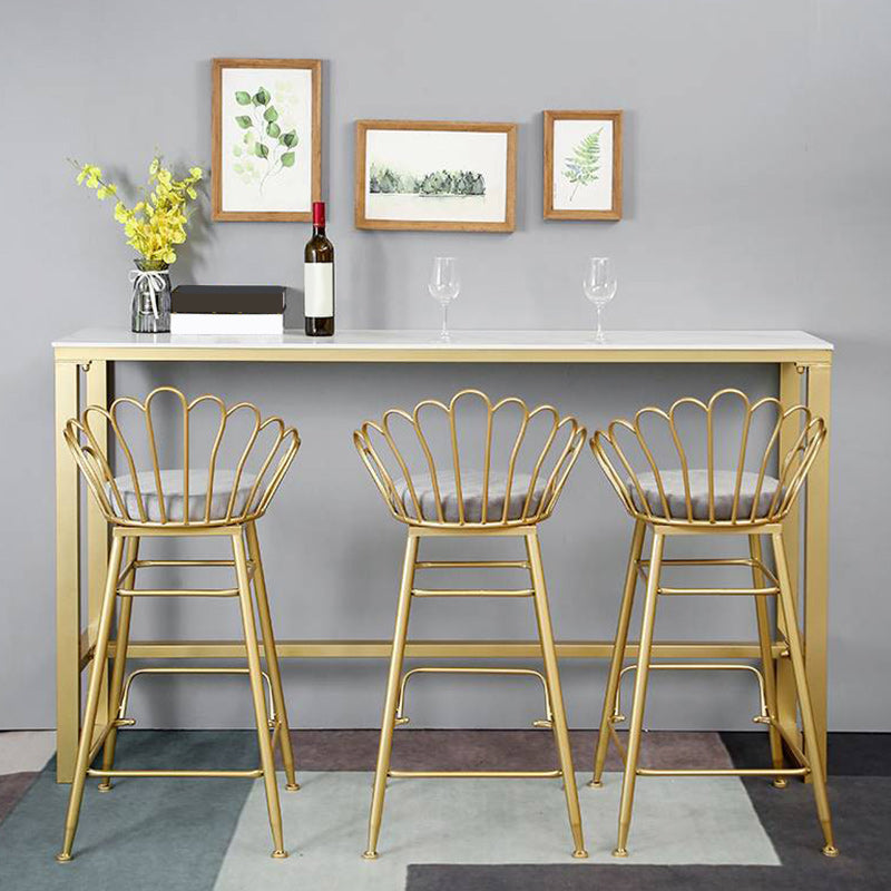 Nordic Bar Table Rectangle Stone Top Bistro Table with Pedal