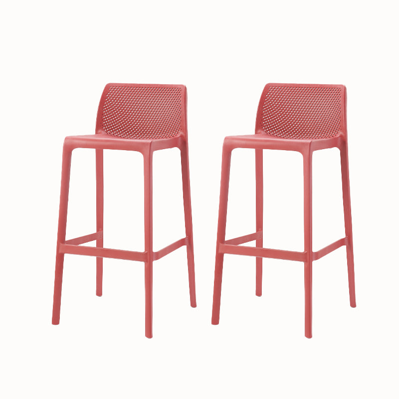 Modern Backrest Armless Counter Stool Plastic Hollowed Cafe Bar Stool with 4 Legs