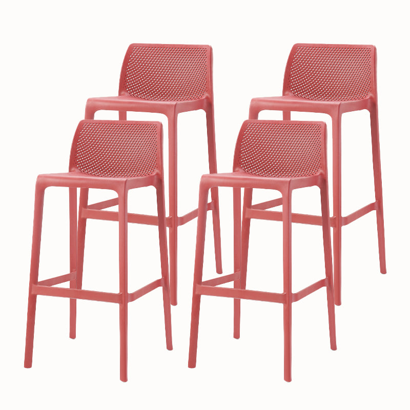 Modern Backrest Armless Counter Stool Plastic Hollowed Cafe Bar Stool with 4 Legs