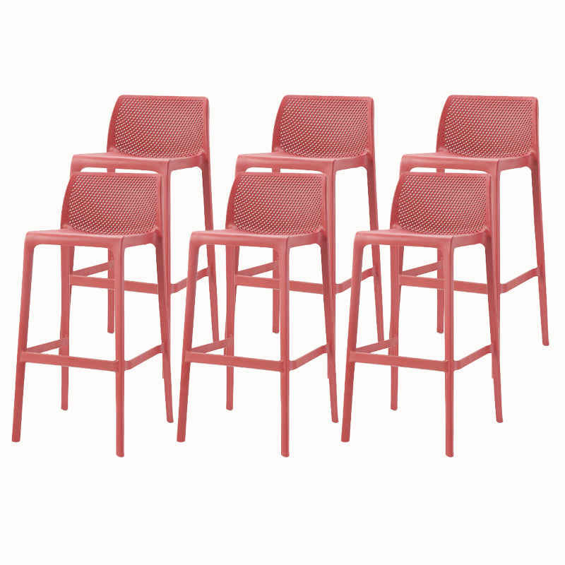 Modern Backrest Armless Counter Stool Plastic Hollowed Cafe Bar Stool with 4 Legs
