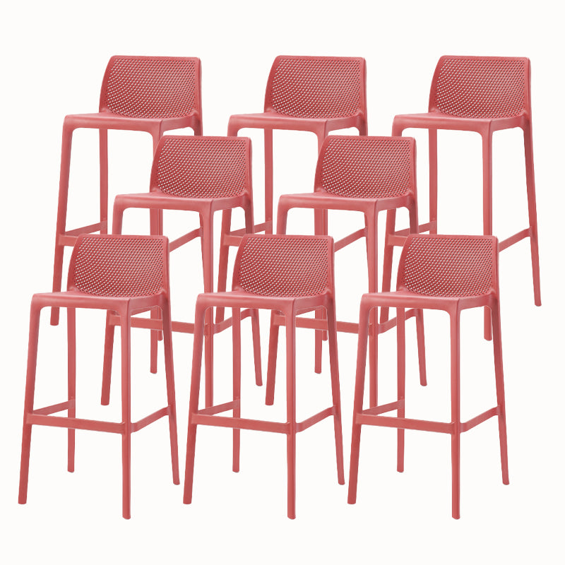 Modern Backrest Armless Counter Stool Plastic Hollowed Cafe Bar Stool with 4 Legs