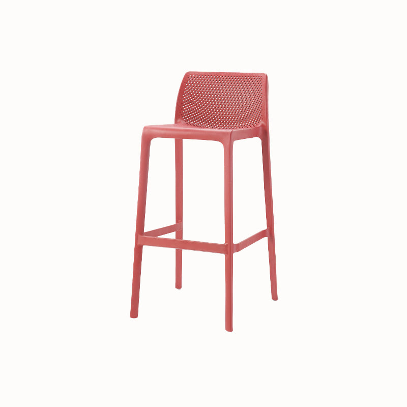 Modern Backrest Armless Counter Stool Plastic Hollowed Cafe Bar Stool with 4 Legs