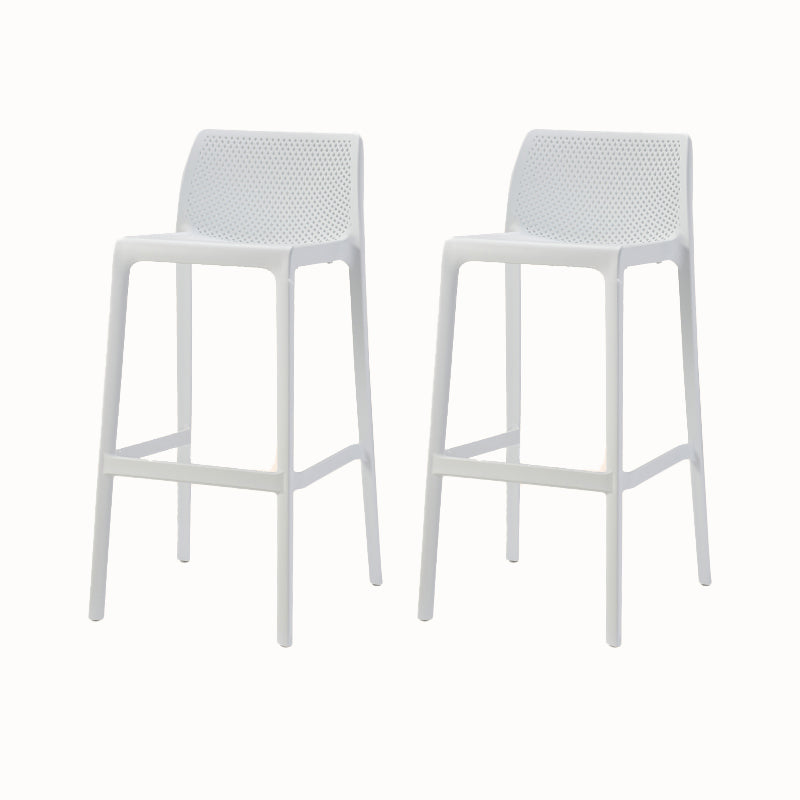 Modern Backrest Armless Counter Stool Plastic Hollowed Cafe Bar Stool with 4 Legs