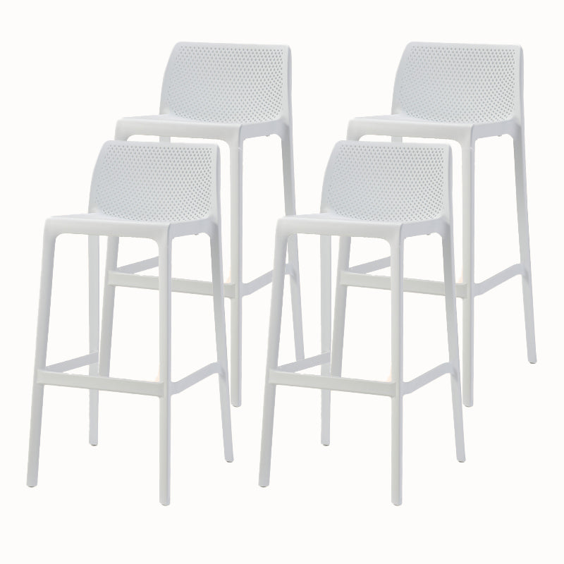 Modern Backrest Armless Counter Stool Plastic Hollowed Cafe Bar Stool with 4 Legs
