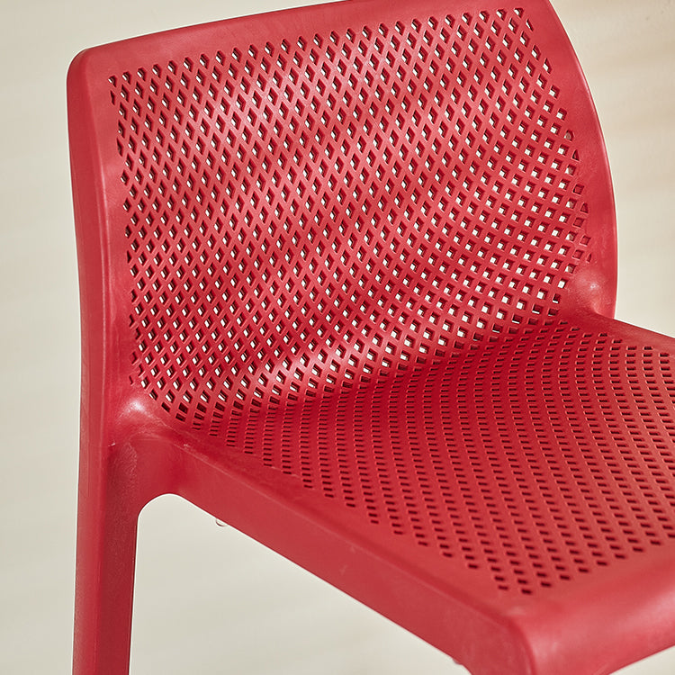 Modern Backrest Armless Counter Stool Plastic Hollowed Cafe Bar Stool with 4 Legs