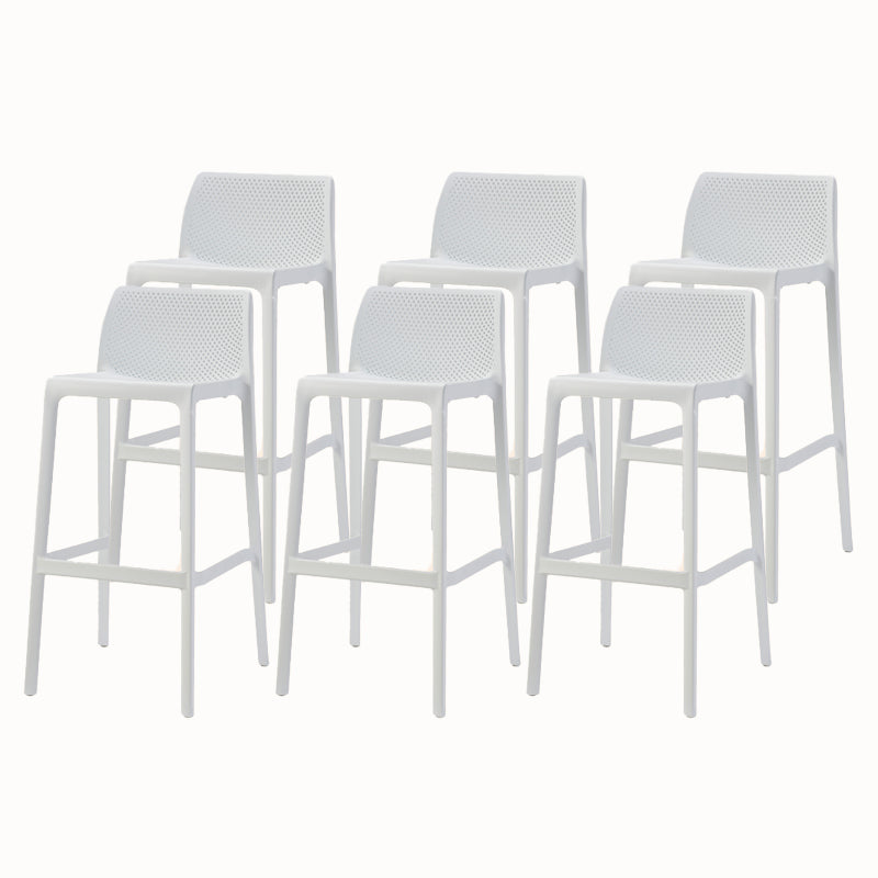 Modern Backrest Armless Counter Stool Plastic Hollowed Cafe Bar Stool with 4 Legs