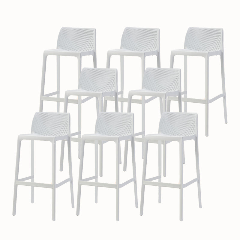 Modern Backrest Armless Counter Stool Plastic Hollowed Cafe Bar Stool with 4 Legs