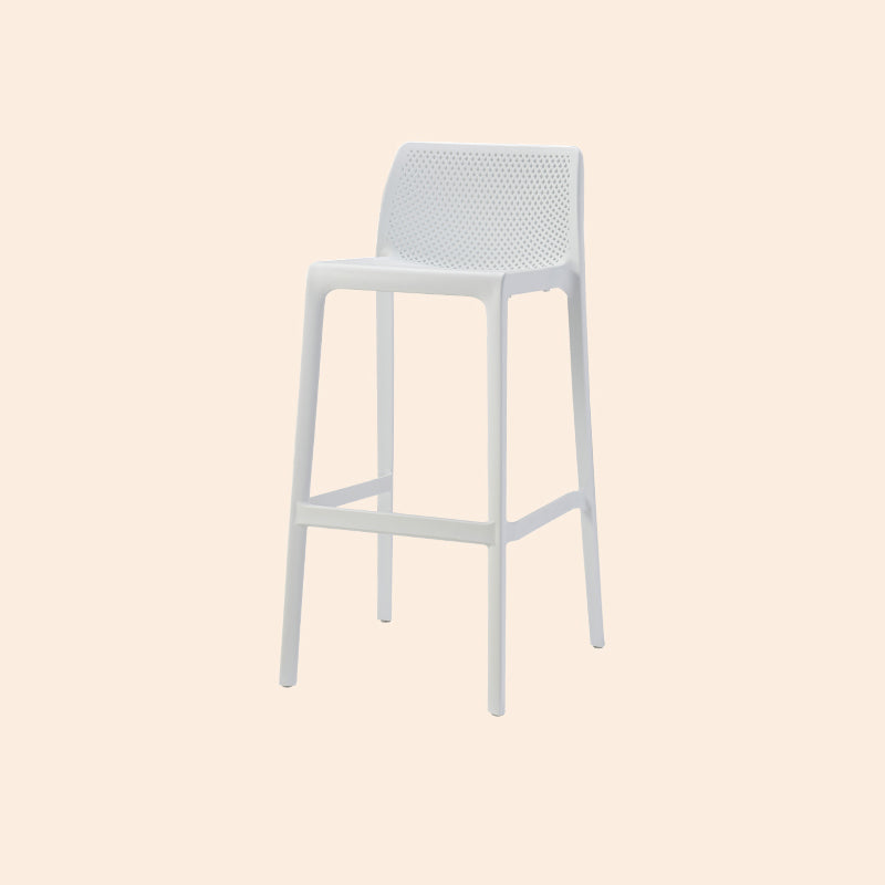 Modern Backrest Armless Counter Stool Plastic Hollowed Cafe Bar Stool with 4 Legs