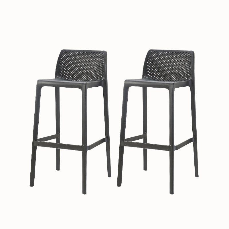 Modern Backrest Armless Counter Stool Plastic Hollowed Cafe Bar Stool with 4 Legs