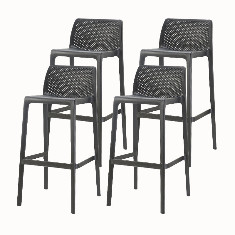 Modern Backrest Armless Counter Stool Plastic Hollowed Cafe Bar Stool with 4 Legs