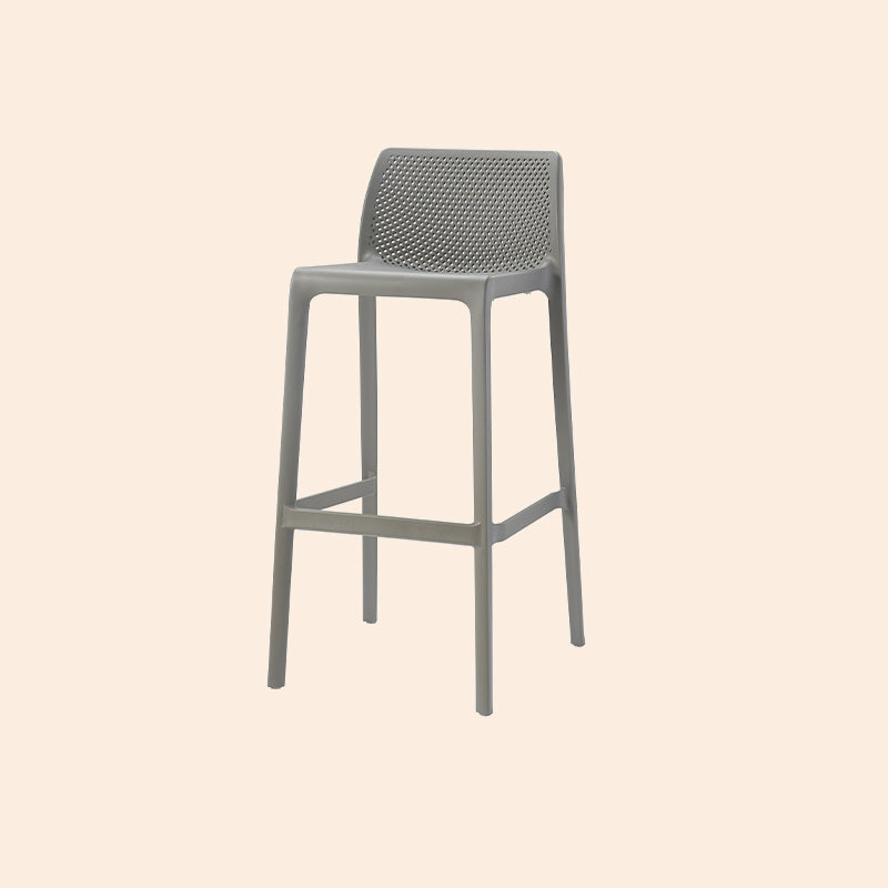 Modern Backrest Armless Counter Stool Plastic Hollowed Cafe Bar Stool with 4 Legs