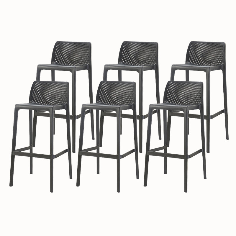 Modern Backrest Armless Counter Stool Plastic Hollowed Cafe Bar Stool with 4 Legs