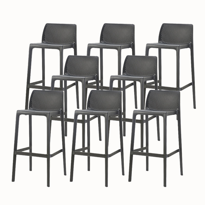Modern Backrest Armless Counter Stool Plastic Hollowed Cafe Bar Stool with 4 Legs
