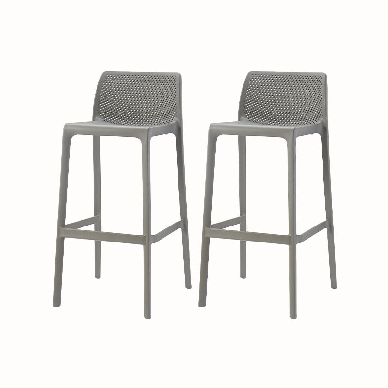 Modern Backrest Armless Counter Stool Plastic Hollowed Cafe Bar Stool with 4 Legs