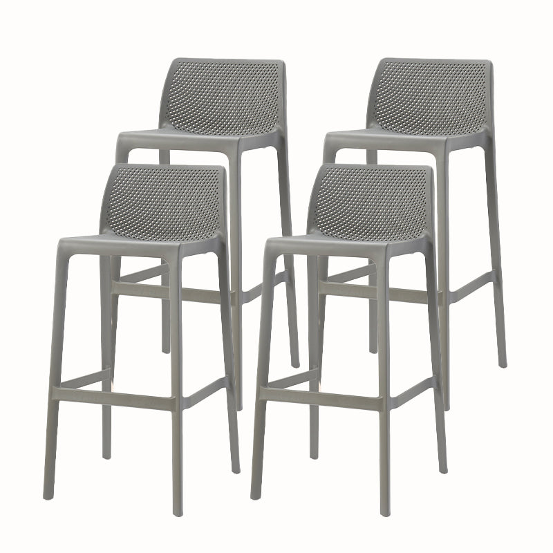 Modern Backrest Armless Counter Stool Plastic Hollowed Cafe Bar Stool with 4 Legs