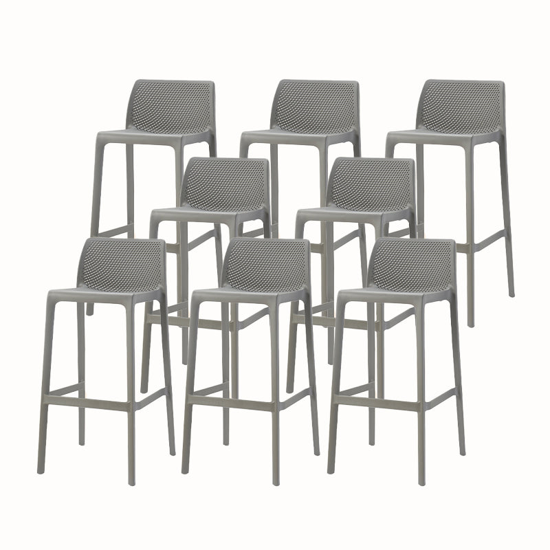 Modern Backrest Armless Counter Stool Plastic Hollowed Cafe Bar Stool with 4 Legs