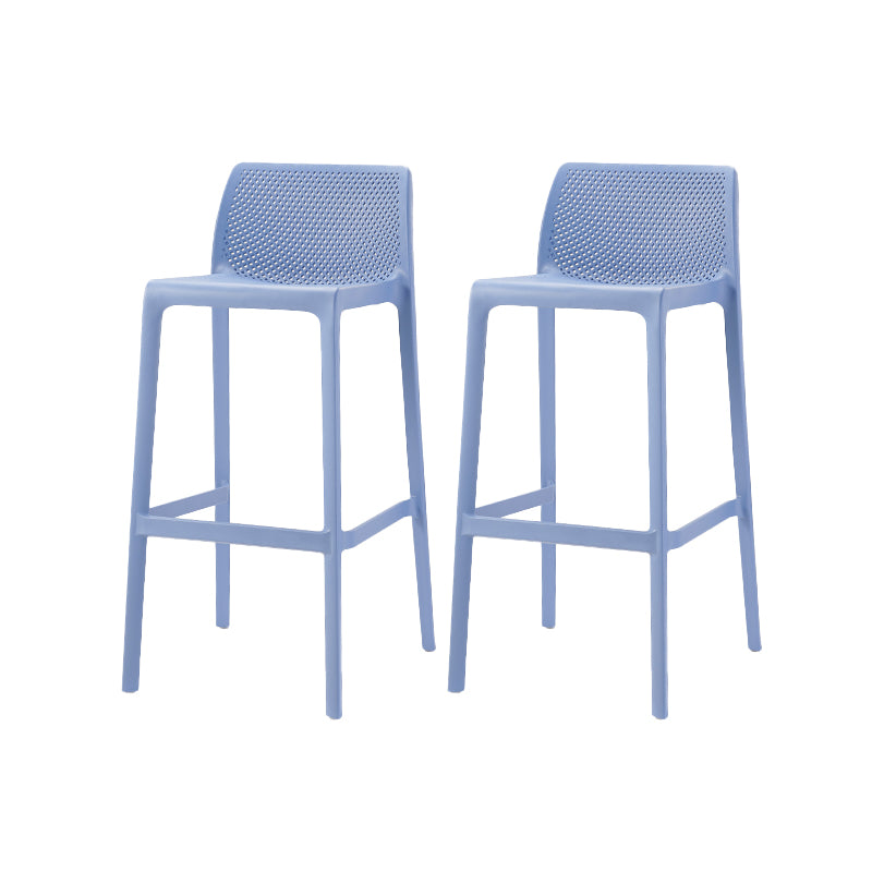 Modern Backrest Armless Counter Stool Plastic Hollowed Cafe Bar Stool with 4 Legs