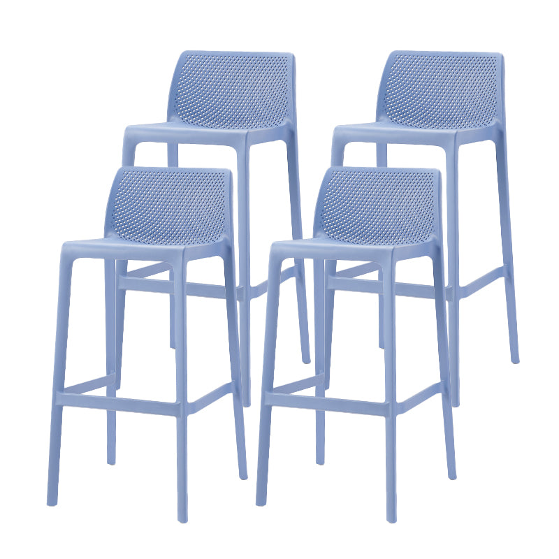 Modern Backrest Armless Counter Stool Plastic Hollowed Cafe Bar Stool with 4 Legs