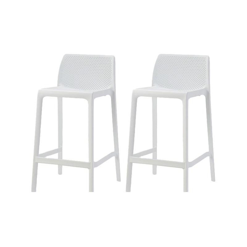 Modern Backrest Armless Counter Stool Plastic Hollowed Cafe Bar Stool with 4 Legs