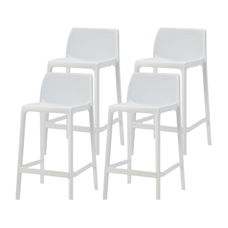 Modern Backrest Armless Counter Stool Plastic Hollowed Cafe Bar Stool with 4 Legs