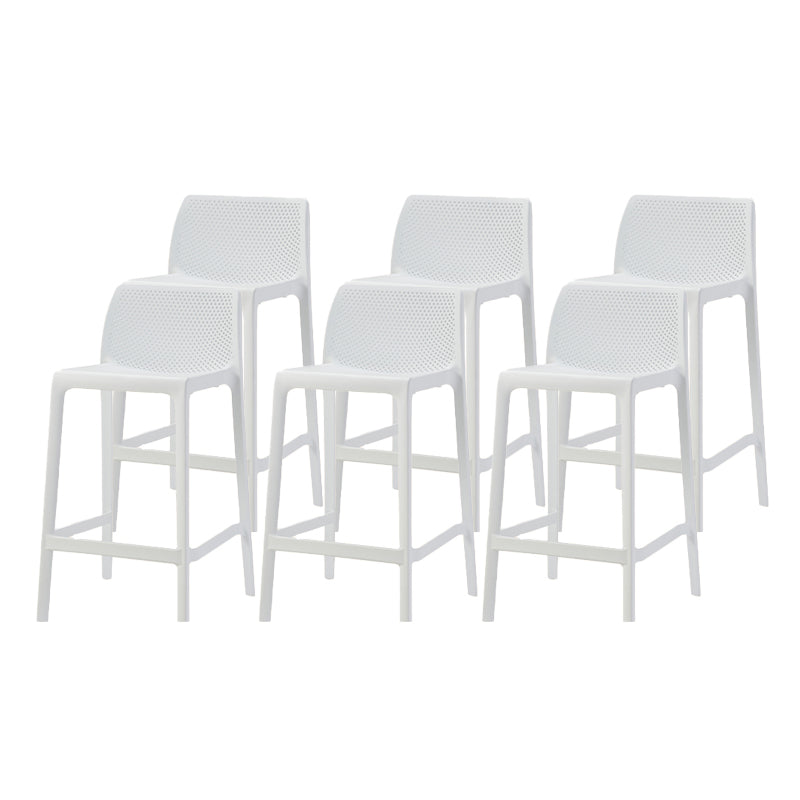 Modern Backrest Armless Counter Stool Plastic Hollowed Cafe Bar Stool with 4 Legs