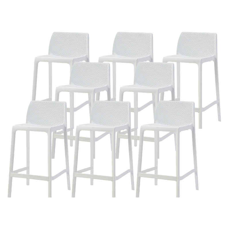 Modern Backrest Armless Counter Stool Plastic Hollowed Cafe Bar Stool with 4 Legs