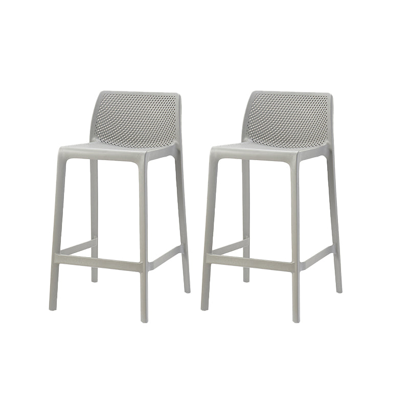 Modern Backrest Armless Counter Stool Plastic Hollowed Cafe Bar Stool with 4 Legs