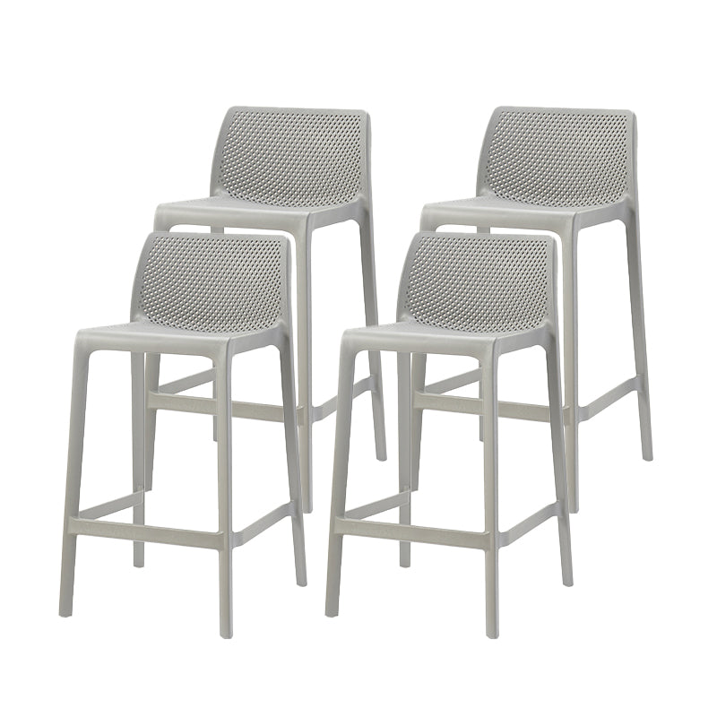 Modern Backrest Armless Counter Stool Plastic Hollowed Cafe Bar Stool with 4 Legs