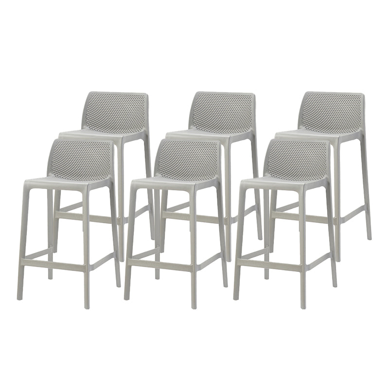 Modern Backrest Armless Counter Stool Plastic Hollowed Cafe Bar Stool with 4 Legs