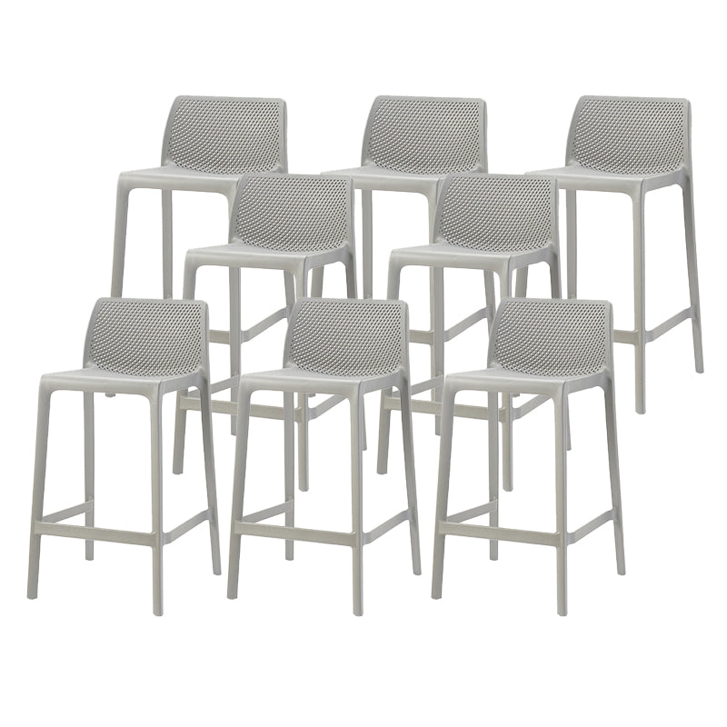Modern Backrest Armless Counter Stool Plastic Hollowed Cafe Bar Stool with 4 Legs