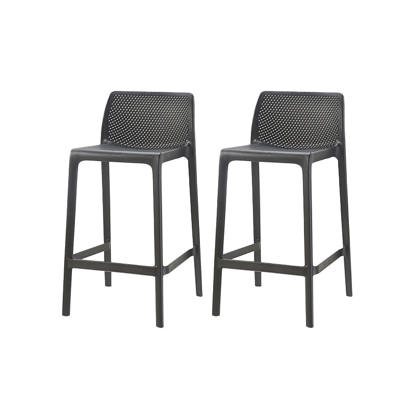 Modern Backrest Armless Counter Stool Plastic Hollowed Cafe Bar Stool with 4 Legs