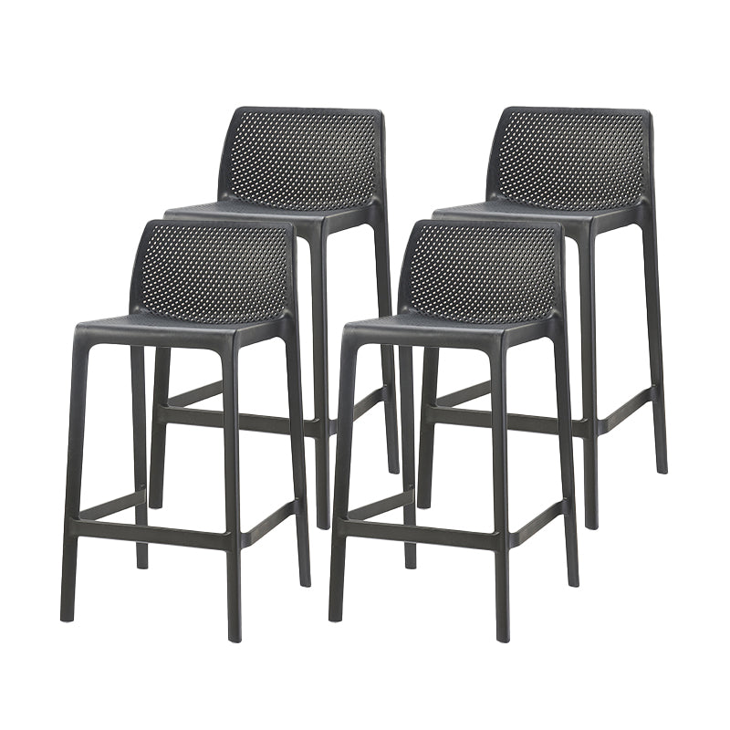 Modern Backrest Armless Counter Stool Plastic Hollowed Cafe Bar Stool with 4 Legs