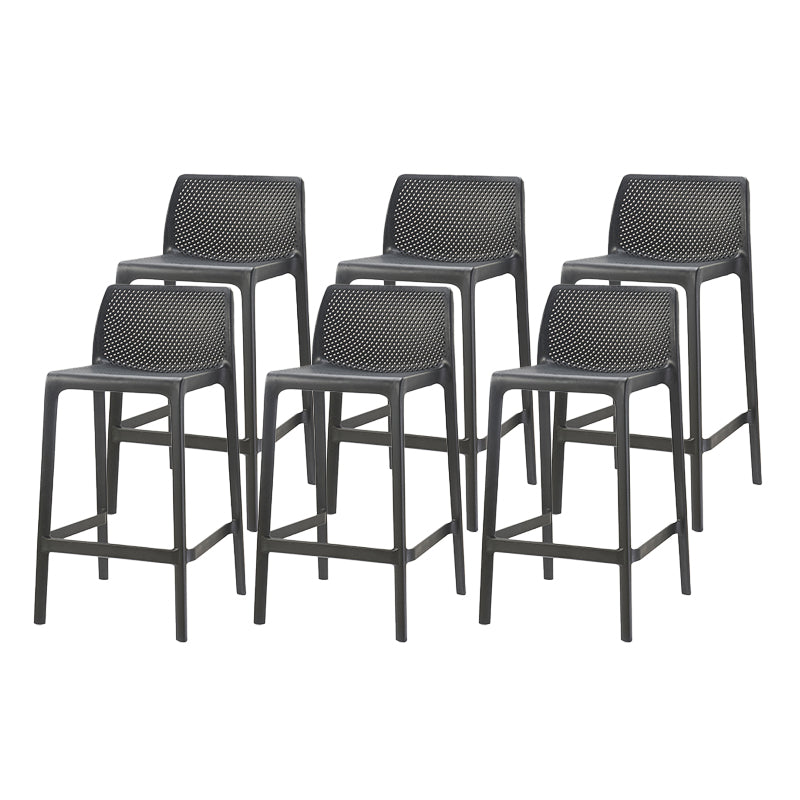 Modern Backrest Armless Counter Stool Plastic Hollowed Cafe Bar Stool with 4 Legs