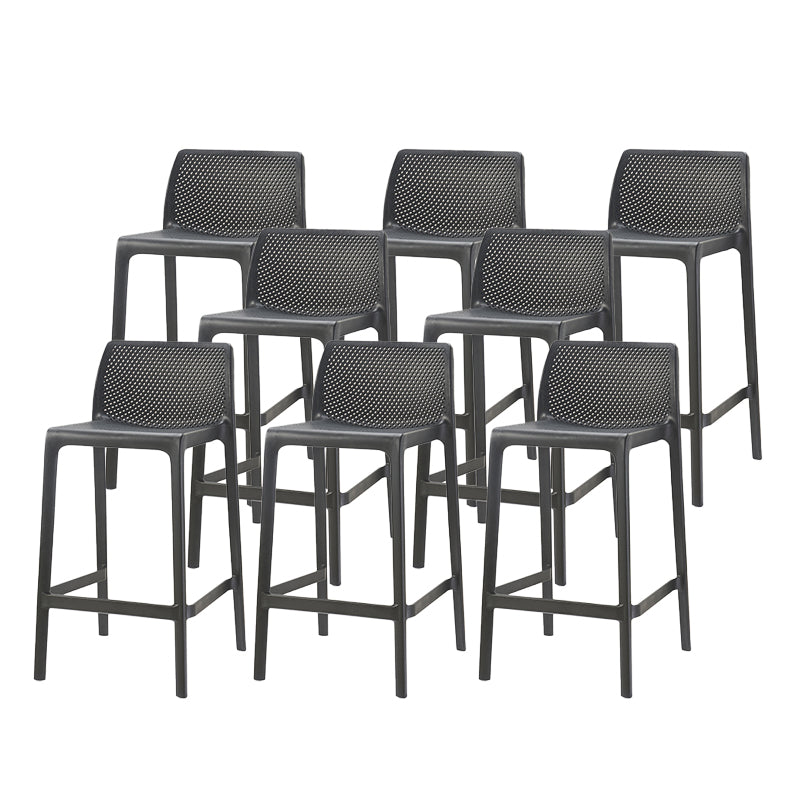 Modern Backrest Armless Counter Stool Plastic Hollowed Cafe Bar Stool with 4 Legs