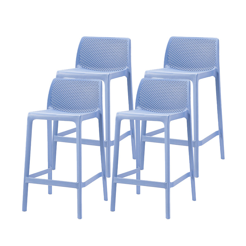 Modern Backrest Armless Counter Stool Plastic Hollowed Cafe Bar Stool with 4 Legs