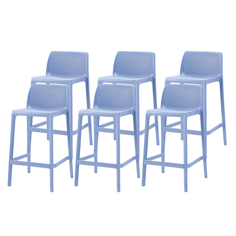 Modern Backrest Armless Counter Stool Plastic Hollowed Cafe Bar Stool with 4 Legs