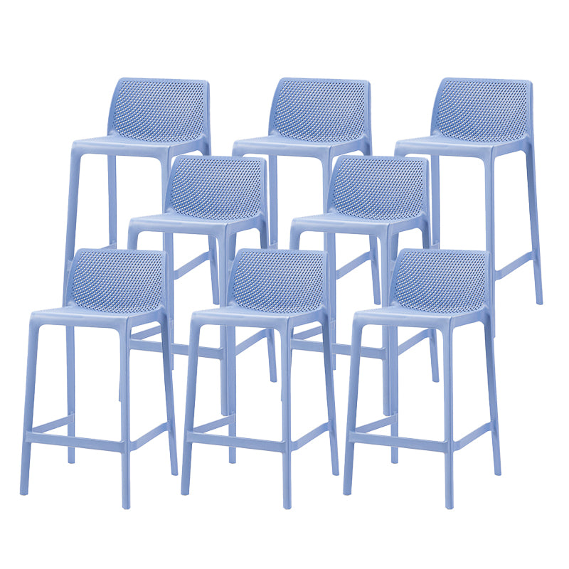 Modern Backrest Armless Counter Stool Plastic Hollowed Cafe Bar Stool with 4 Legs