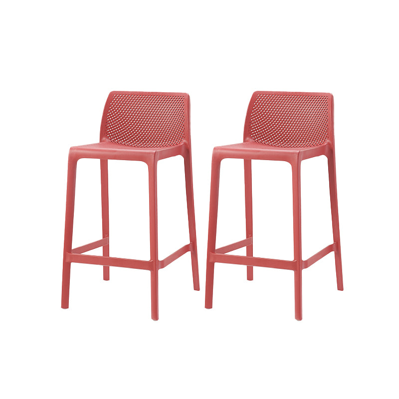 Modern Backrest Armless Counter Stool Plastic Hollowed Cafe Bar Stool with 4 Legs