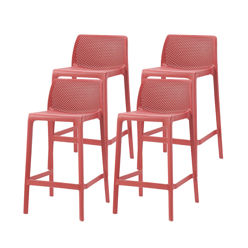 Modern Backrest Armless Counter Stool Plastic Hollowed Cafe Bar Stool with 4 Legs