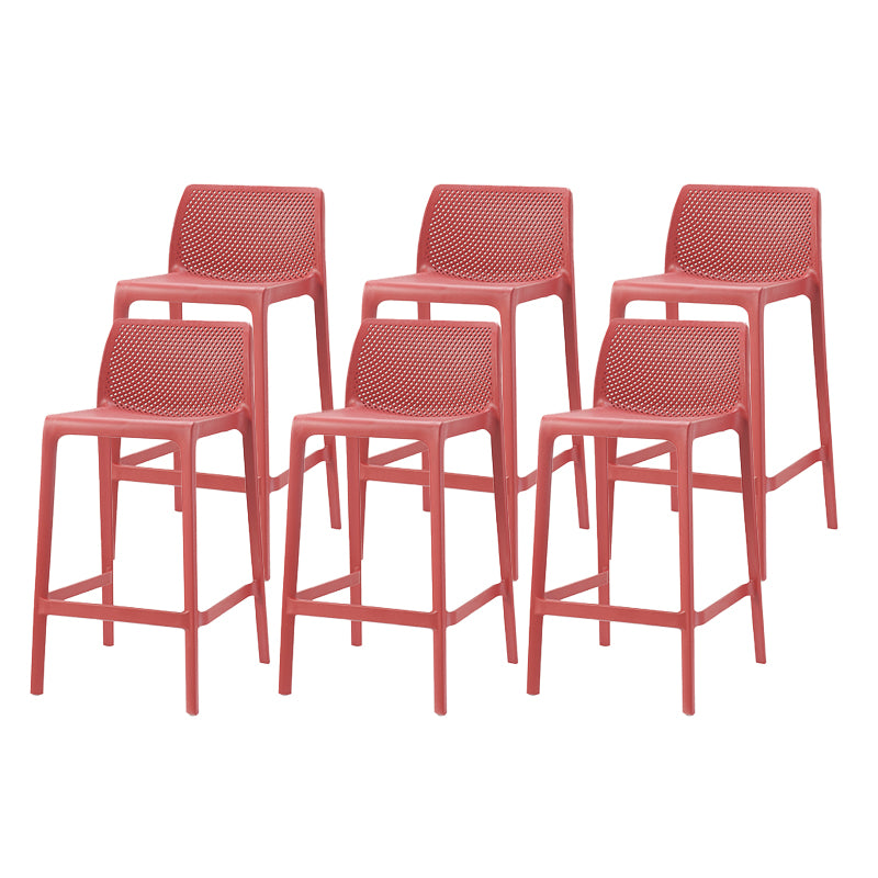 Modern Backrest Armless Counter Stool Plastic Hollowed Cafe Bar Stool with 4 Legs