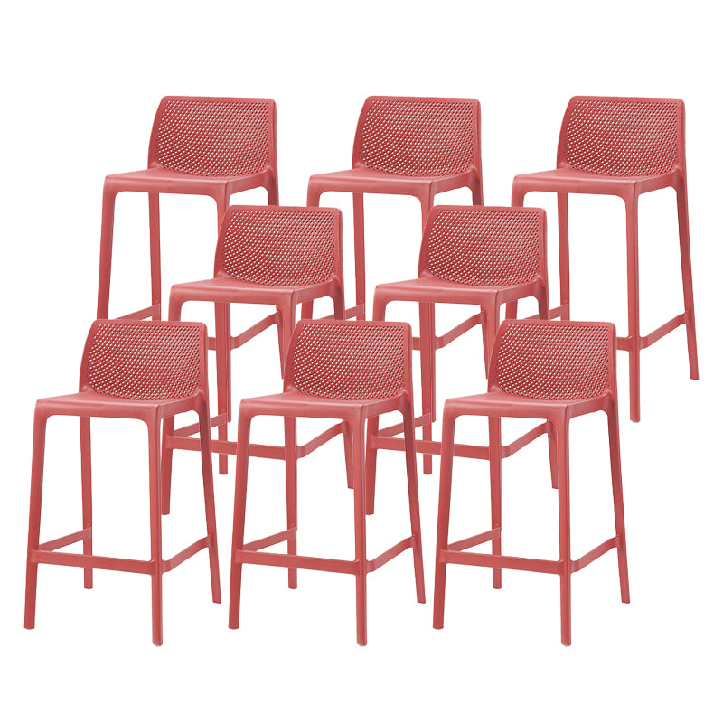 Modern Backrest Armless Counter Stool Plastic Hollowed Cafe Bar Stool with 4 Legs