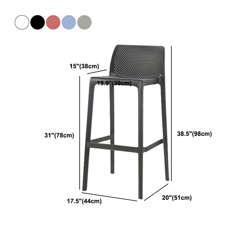 Modern Backrest Armless Counter Stool Plastic Hollowed Cafe Bar Stool with 4 Legs