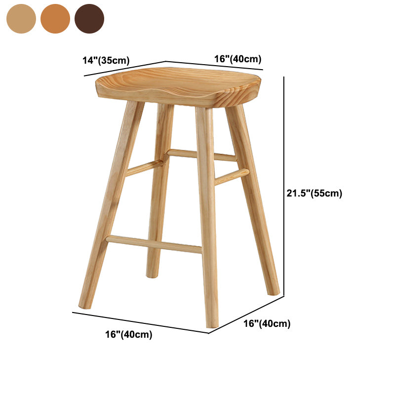 Modern Bristol Solid Wood Bar Stool Backless Footrest Barstool