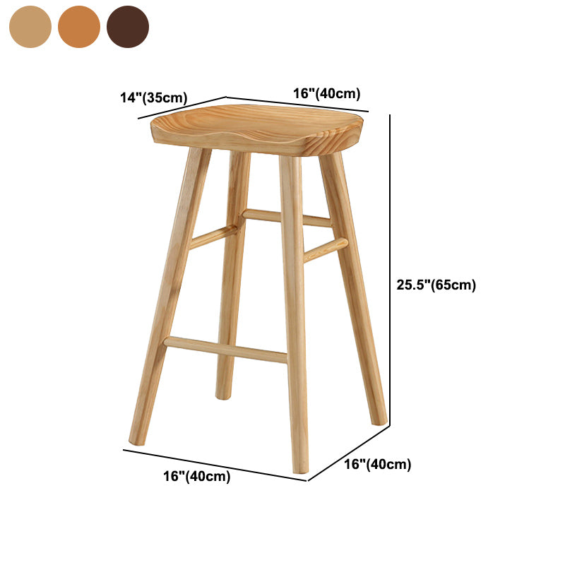 Modern Bristol Solid Wood Bar Stool Backless Footrest Barstool