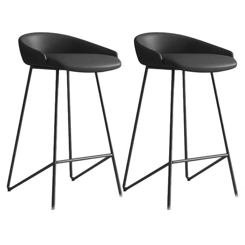 Modern Backrest Armless Counter Stool Iron Bar Stool with Leather Cushion