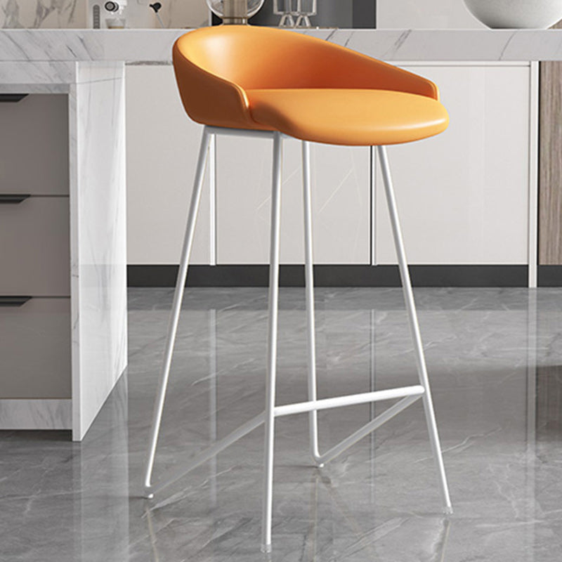 Modern Backrest Armless Counter Stool Iron Bar Stool with Leather Cushion