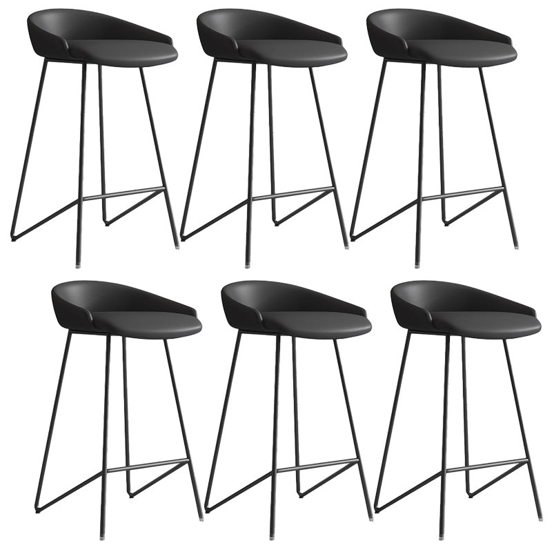 Modern Backrest Armless Counter Stool Iron Bar Stool with Leather Cushion