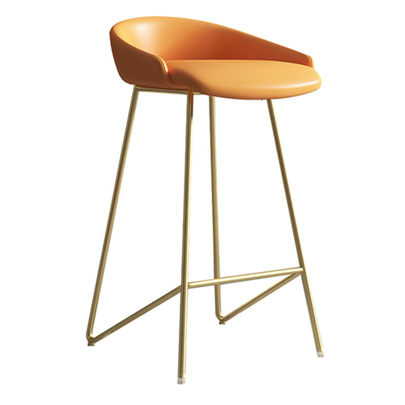 Modern Backrest Armless Counter Stool Iron Bar Stool with Leather Cushion