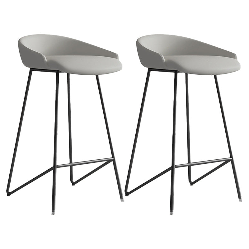 Modern Backrest Armless Counter Stool Iron Bar Stool with Leather Cushion