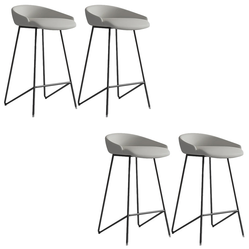 Modern Backrest Armless Counter Stool Iron Bar Stool with Leather Cushion